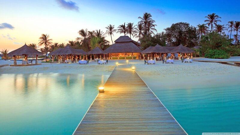 Wooden Pier at Resort — Blue