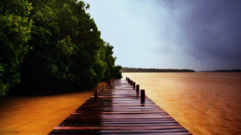 Wooden Pier at River