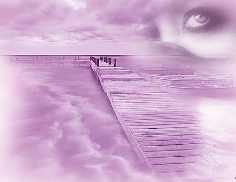 Wooden Pier at Sea — Purple