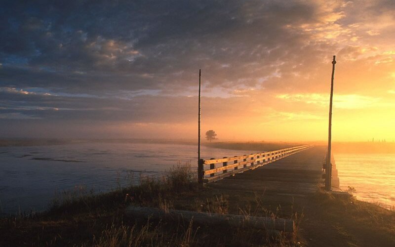 Wooden Pier at Sunrise — Orange