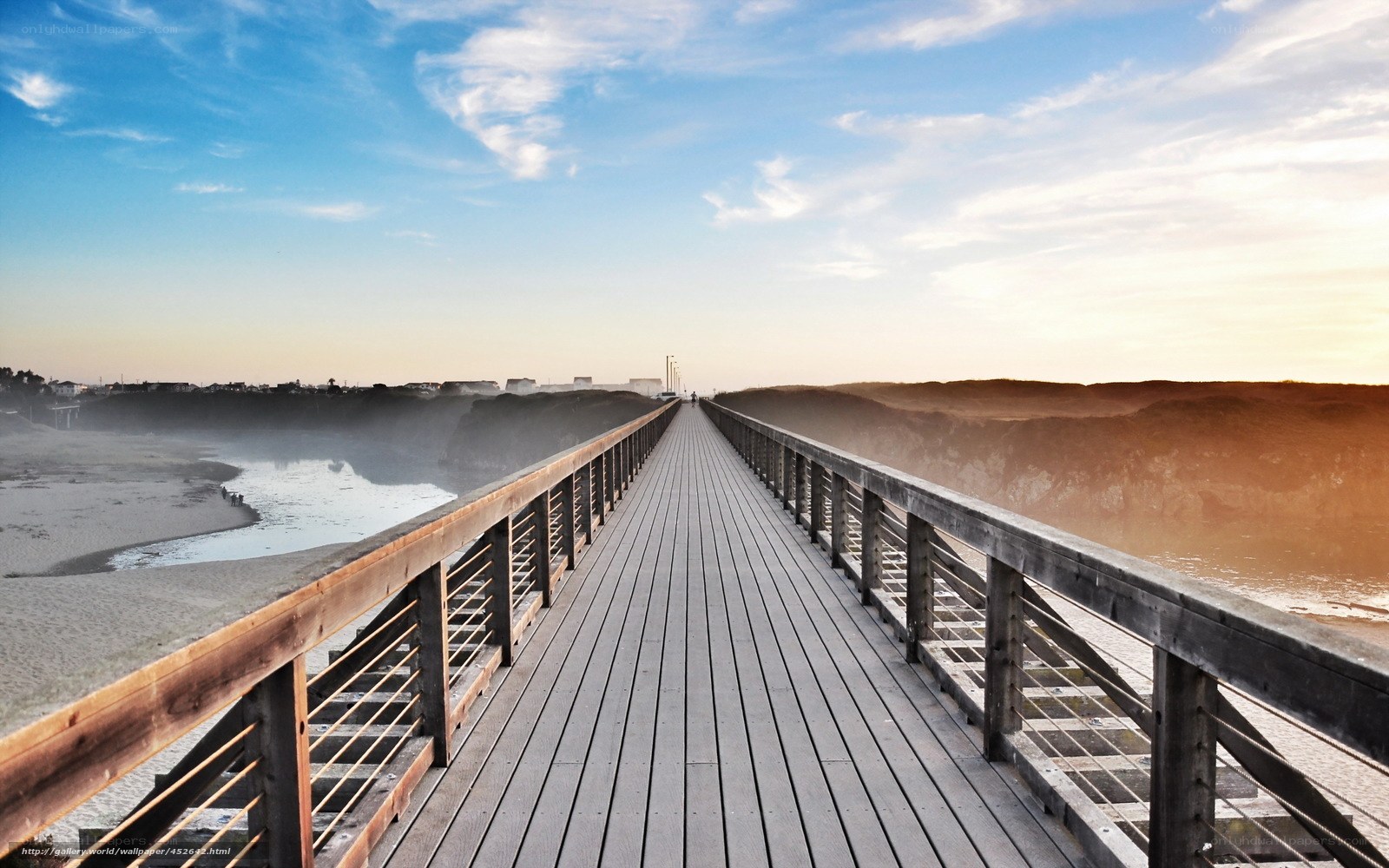 Wooden pier at sunset