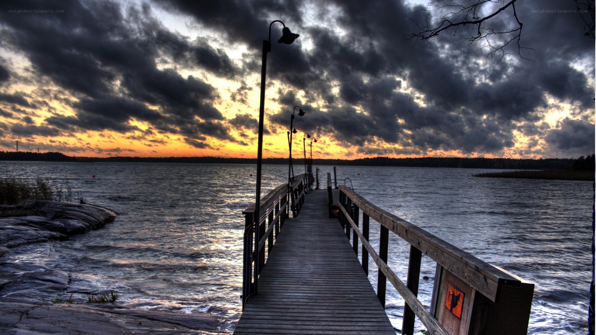 Wooden pier at sunset