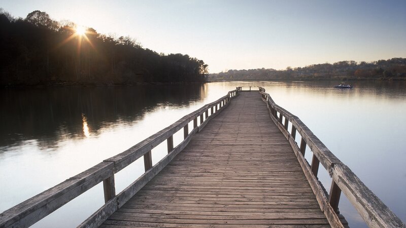 Wooden pier at sunset