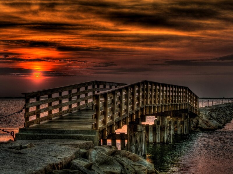 Wooden pier at sunset