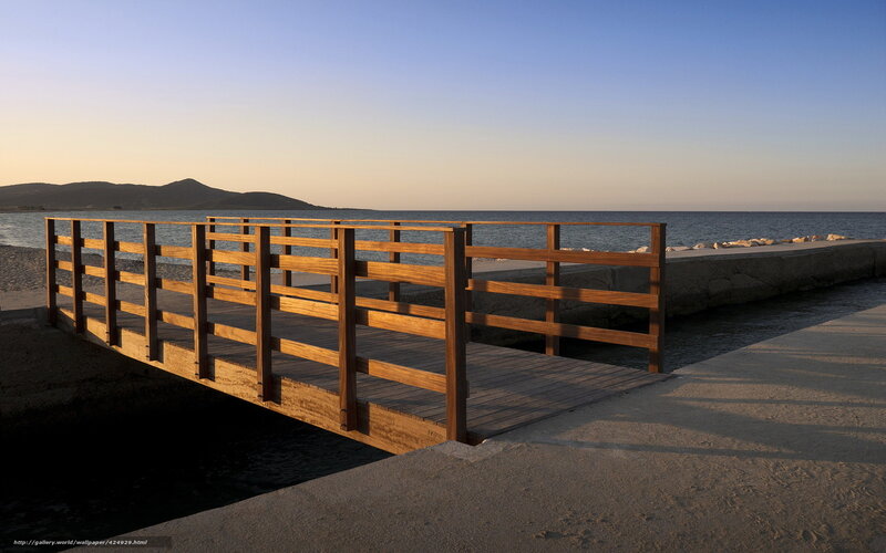 Wooden Pier at Sunset — Blue, Serene, Photograph, Sea, Mountain