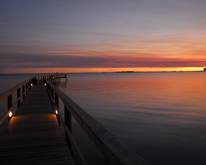 Wooden Pier at Sunset — Orange