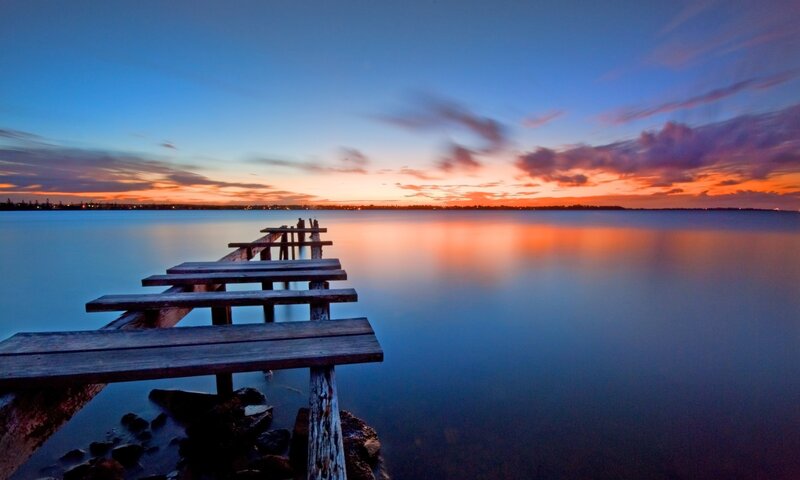 Wooden Pier at Sunset — Water