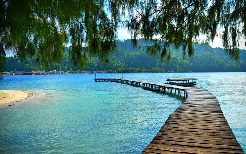 Wooden Pier at Tropical Bay