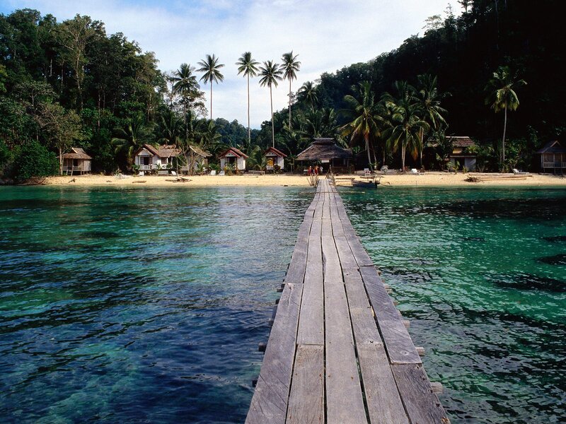 Wooden pier at tropical beach