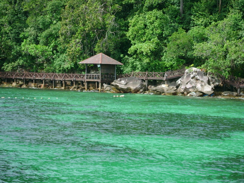 Wooden pier at tropical island