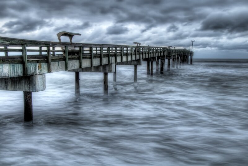 Wooden Pier Extending into Ocean