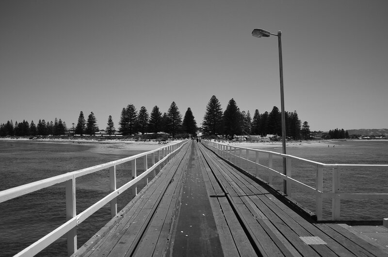 Wooden pier extending to the beach