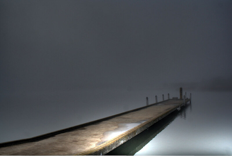 Wooden Pier in Fog — Gray