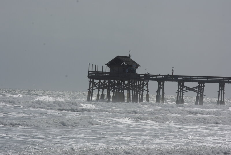 Wooden Pier in Ocean — Gray
