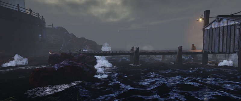 Wooden Pier in Storm — Dark Blue
