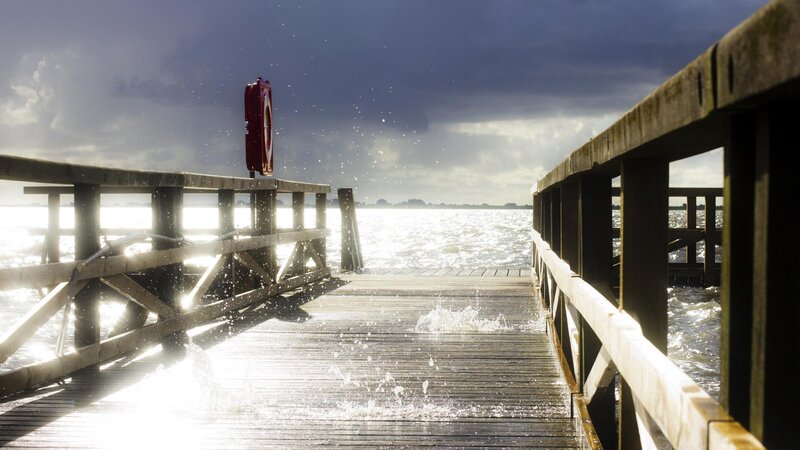 Wooden Pier in Storm — Gray