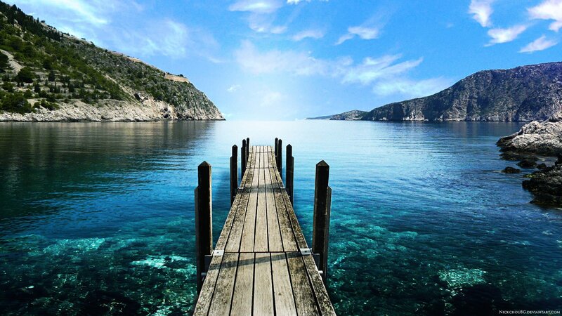 Wooden pier on a calm bay