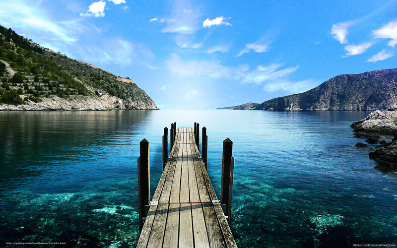 Wooden pier on a calm bay