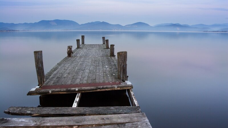 Wooden pier on a calm lake