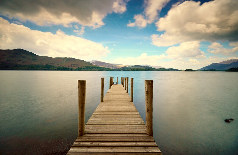 Wooden pier on a calm lake