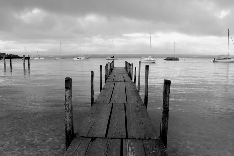Wooden pier on a calm lake