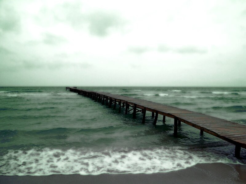 Wooden pier on a cloudy day