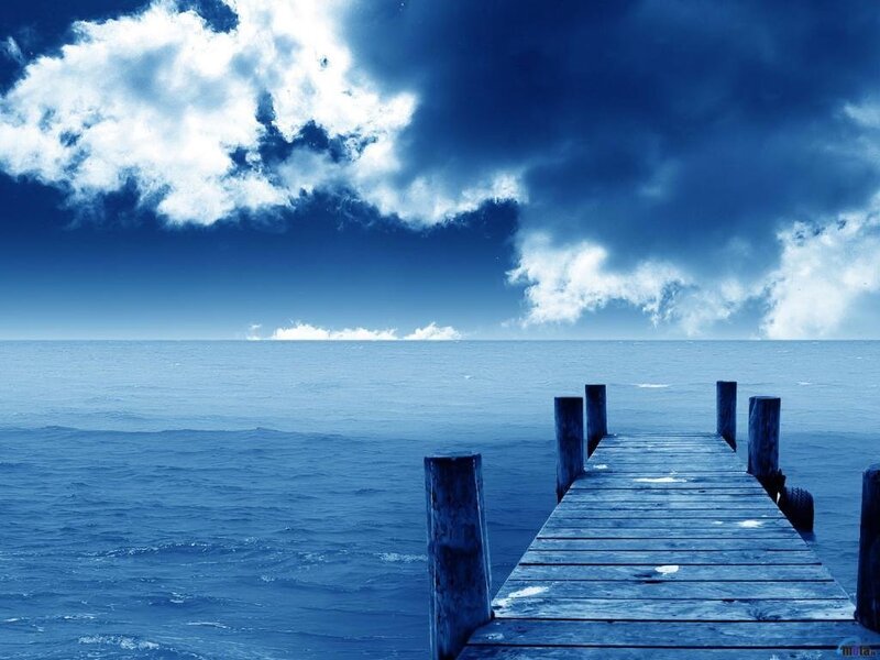 Wooden pier on a stormy sea
