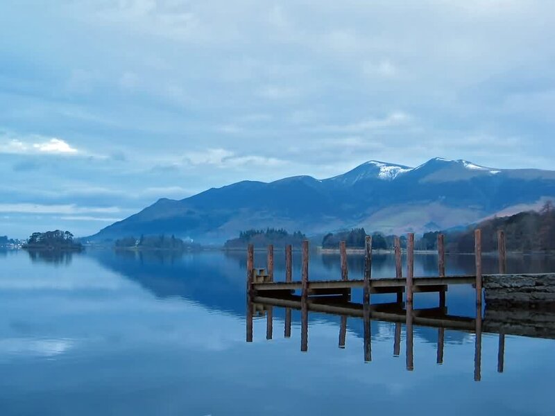 Wooden Pier on Lake — Blue, Serene