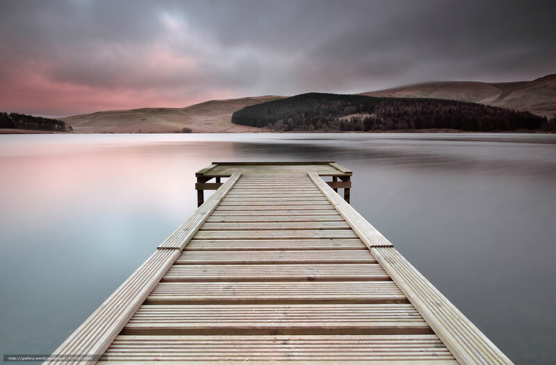 Wooden Pier on Lake — Gray, Serene