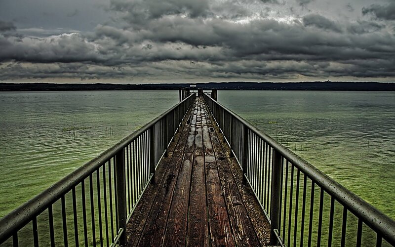 Wooden Pier on Lake — Green