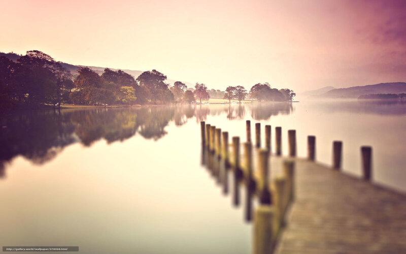 Wooden Pier on Lake — Pink, Serene