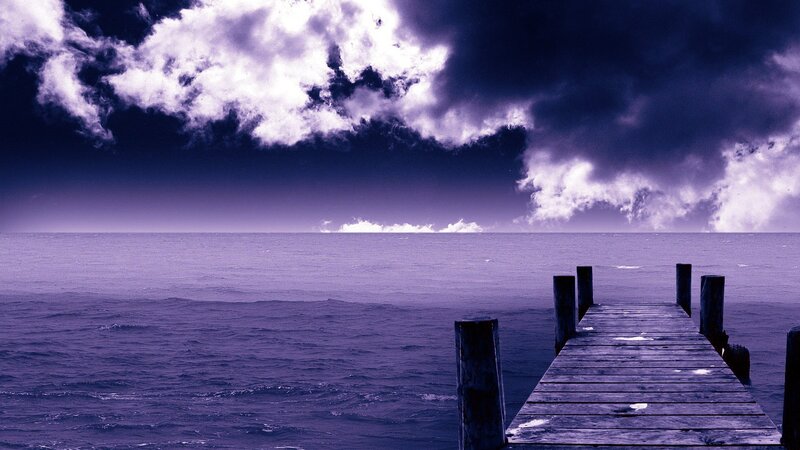 Wooden Pier on Ocean — Purple