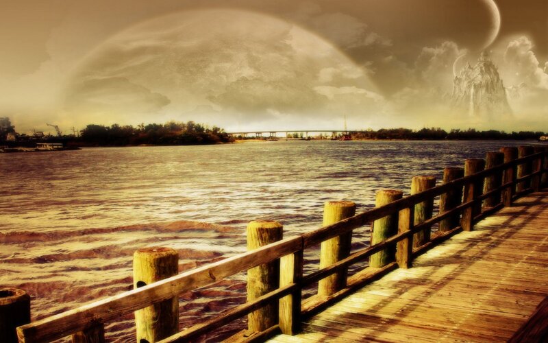 Wooden Pier on River