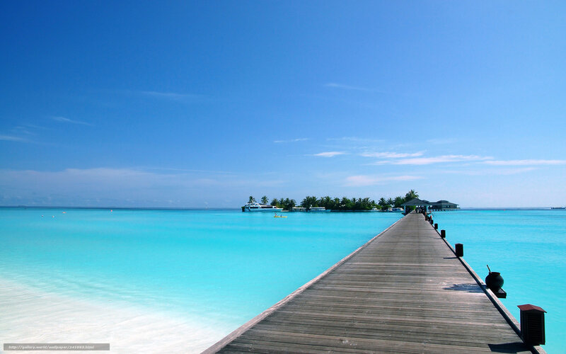 Wooden pier on tropical island