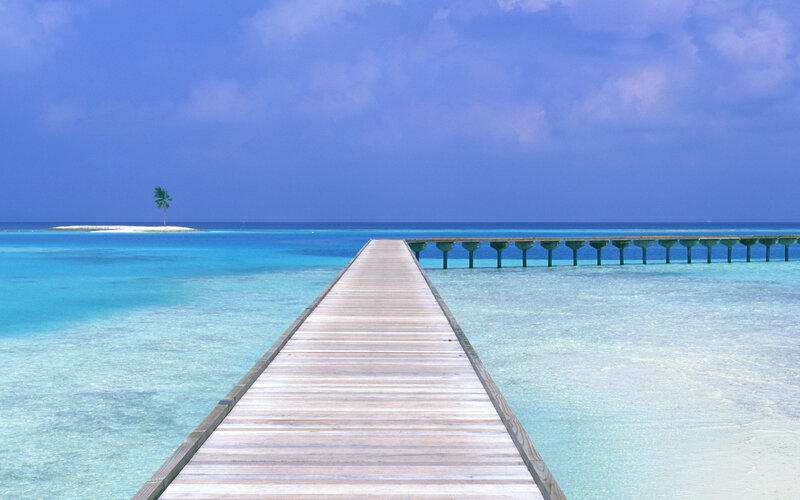Wooden pier on tropical island