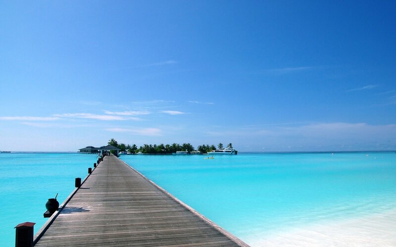 Wooden pier on tropical island