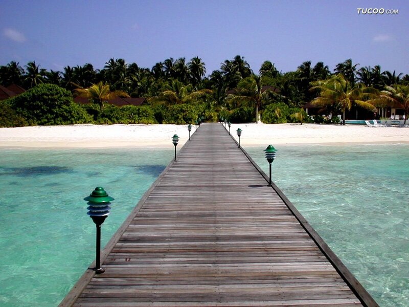 Wooden pier on tropical island