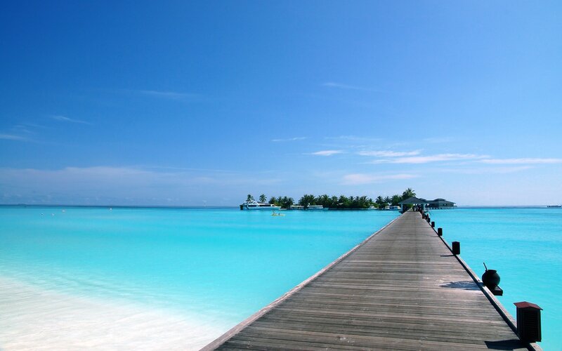 Wooden pier on turquoise water