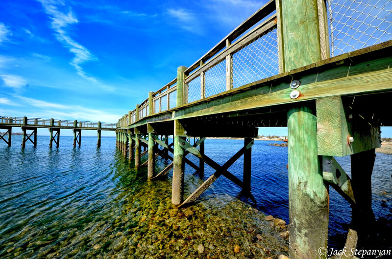 Wooden Pier over Water — Blue, Serene
