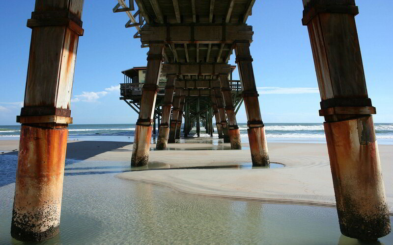 Wooden Pier Pilings — Blue