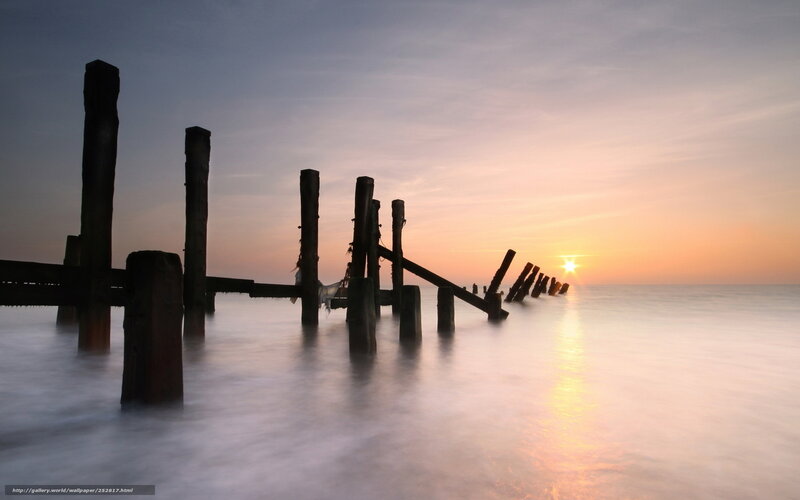 Wooden Pier Posts — Orange, Serene