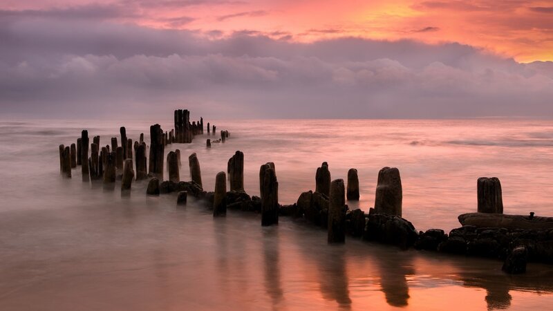 Wooden Pier Posts — Pink