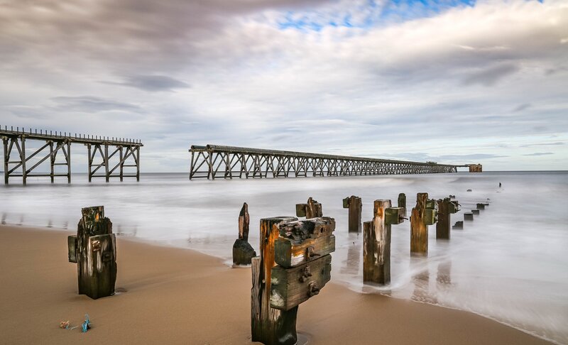 Wooden Pier Ruins — Brown