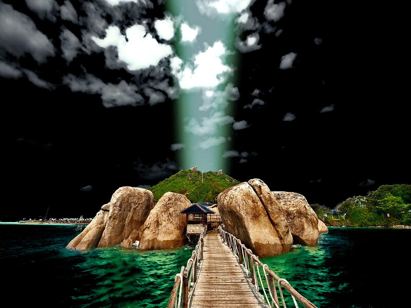 Wooden Pier to Island — Green