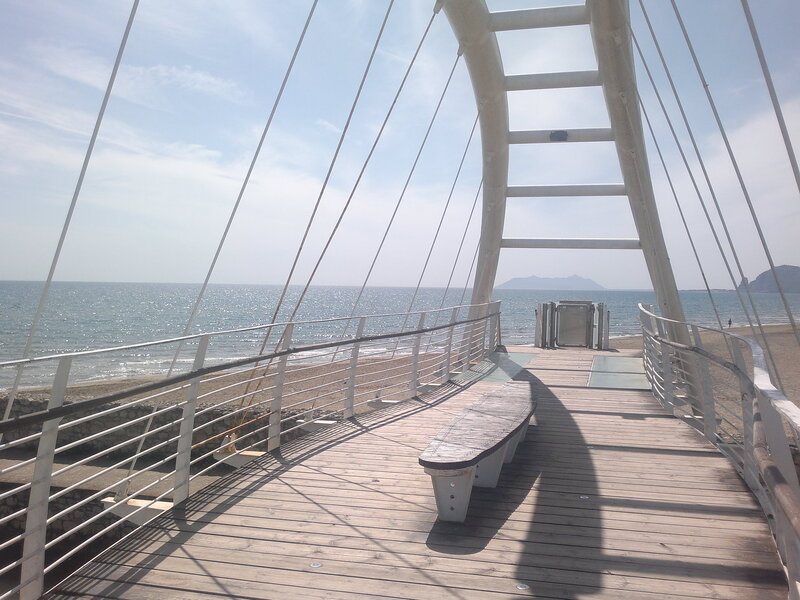 Wooden Pier with Bench — Brown
