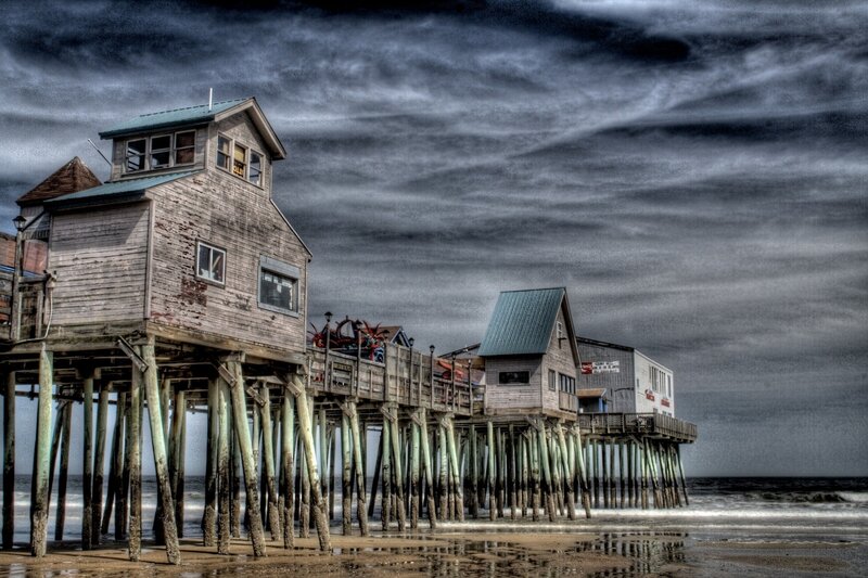 Wooden Pier with Buildings