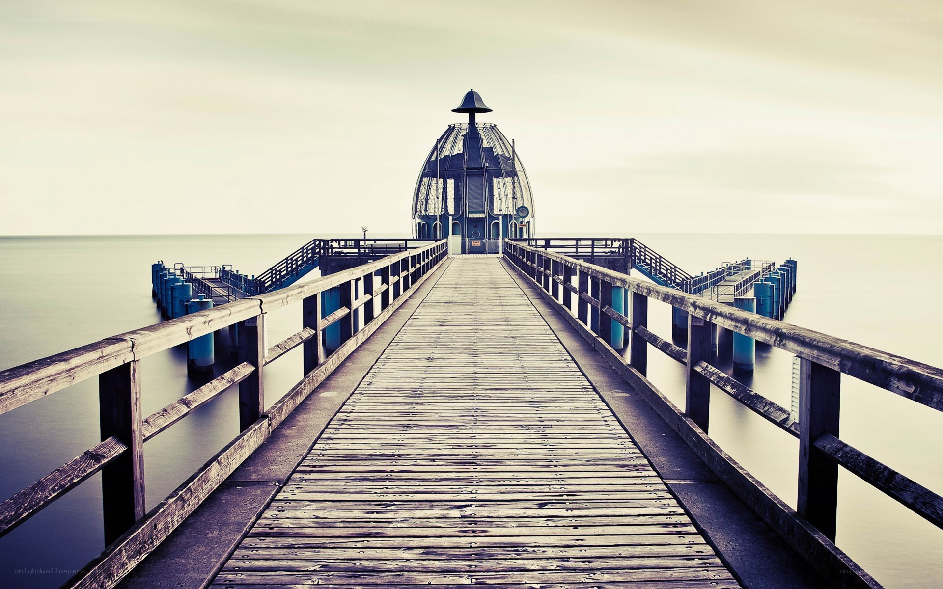 Wooden pier with dome structure
