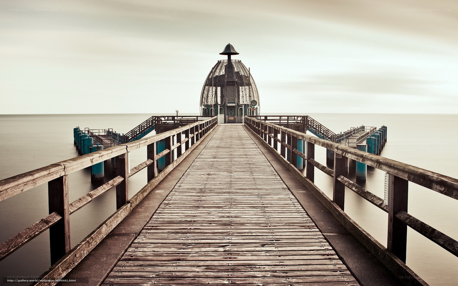 Wooden pier with dome structure