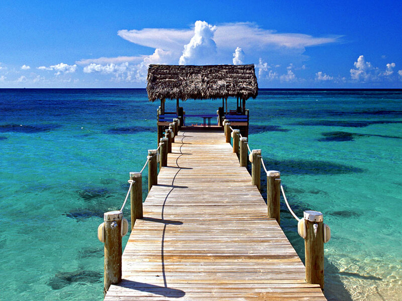 Wooden Pier with Hut — Blue, Serene