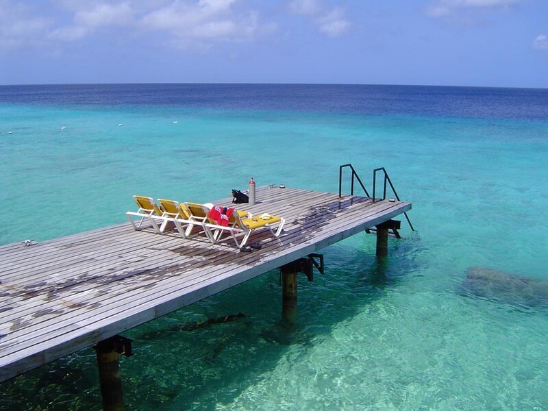 Wooden Pier with Lounge Chairs